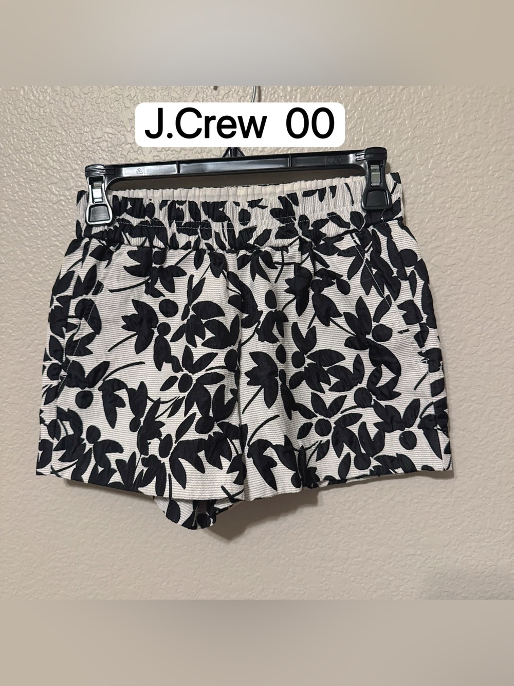 J.Crew Black & White Floral Pull-On Shorts